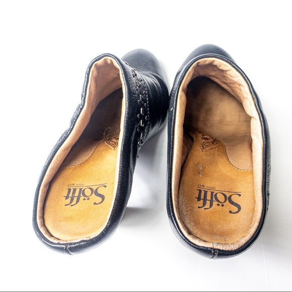 Sofft Leather Studded Black Clog Heels - Picture 4 of 6